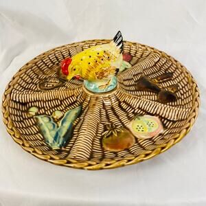 Vintage Rossini Japan MCM Ceramic Veggie Snack Tray Chicken Toothpick Holder